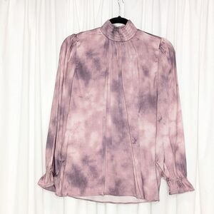 Tucker Stella Blouse Painter's Splash Stormy  Lilac Grey Silk Stretch Charmeuse